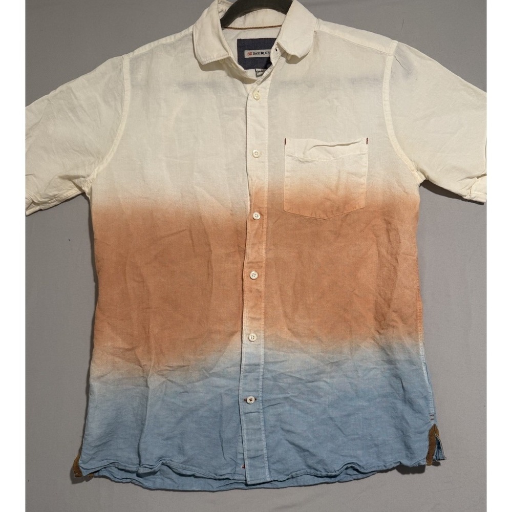 32 bar blues brand ombré ss button up dress‎ shirt, men's small